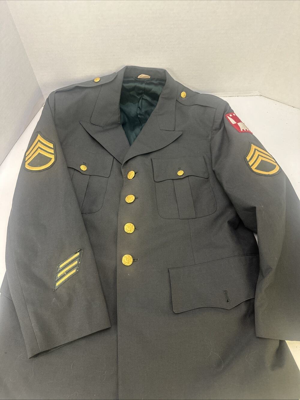 Vintage Vietnam Era US Army Green Service Dress Uniform Jacket Coat 42S - AG 489